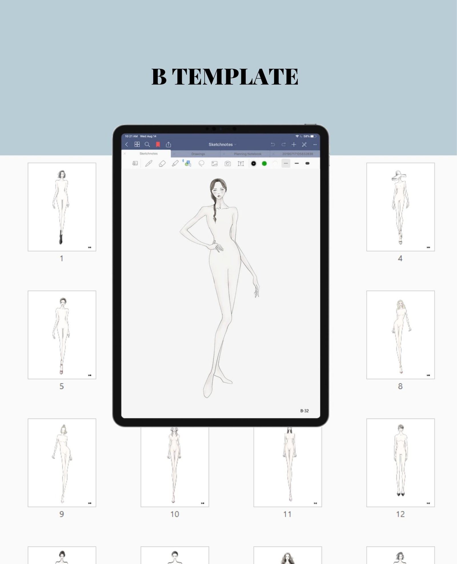 Fashion Figure Croquis Template B Fashion Figure Croquis Template B